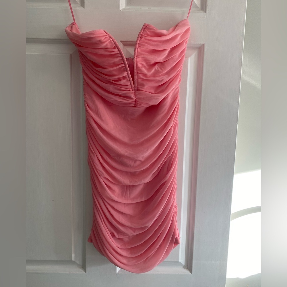 Blue Blush Women’s Pink Accordion Ruffle Strapless Cocktail/Formal Dress Size M - Picture 1 of 6